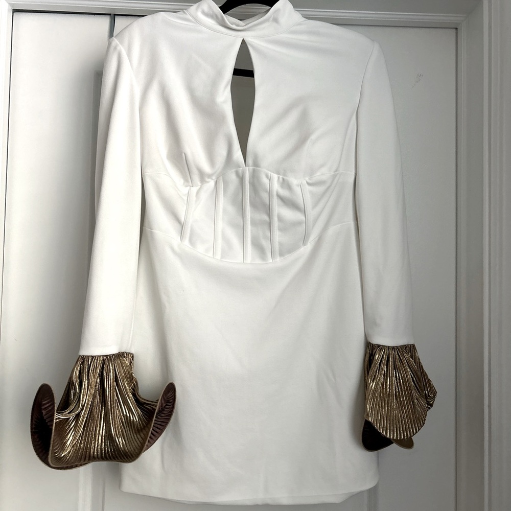 White Dress w/ Gold Flare